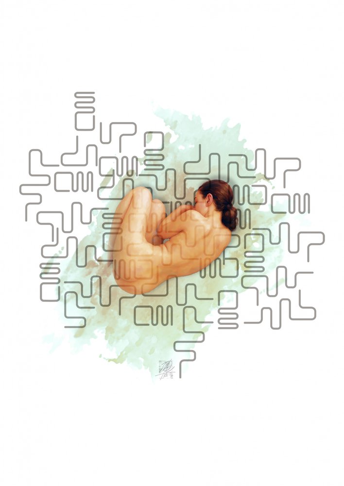 Mulher nua, serena, abstrata de Osvaldo Russo