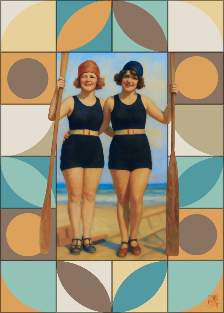 Remadores de praia vintage de Osvaldo Russo