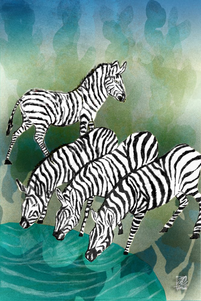 Zebras no charco de Osvaldo Russo