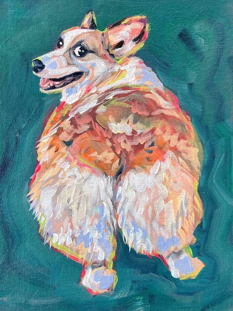 Um corgi cheio de energia de Pauline Wegman | Key and Sea Creative