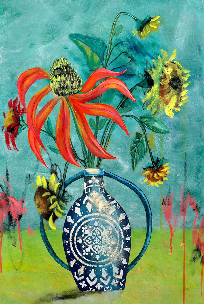 Flores num vaso colorido de Poonam Choudhary