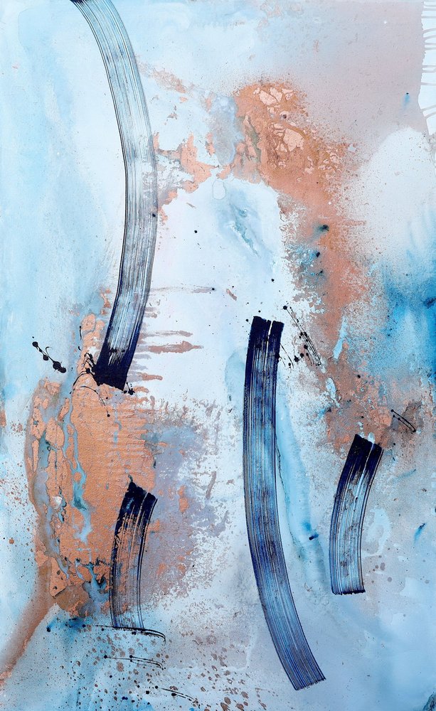 Azul Fluido: Cobre Abstrato de Poonam Choudhary