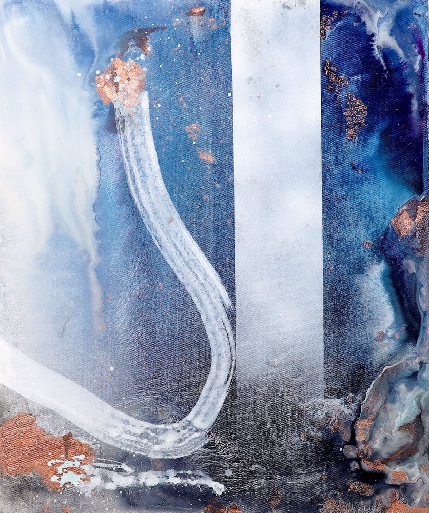 Fluxo metálico azul moderno de Poonam Choudhary