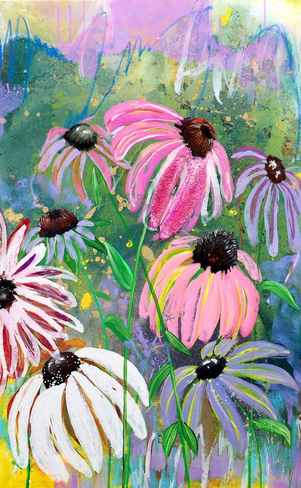 Jardim de Echinacea colorido de Poonam Choudhary