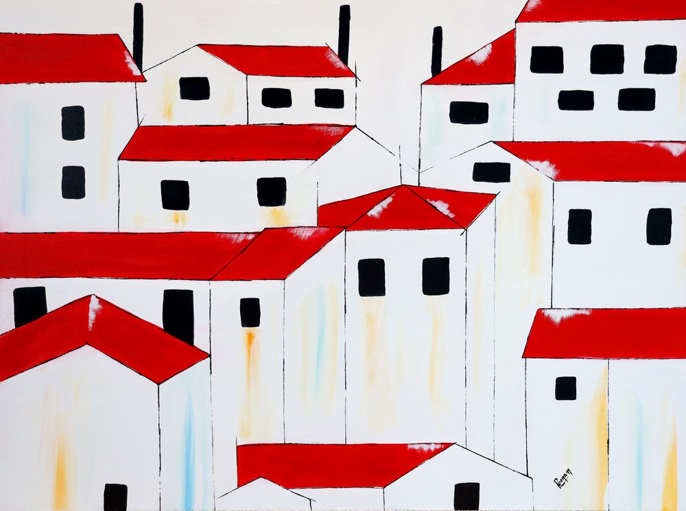 Casas Brancas com Telhados Vermelhos de Poonam Choudhary