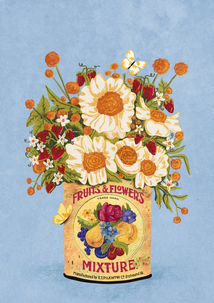 Flores numa lata de chá vintage de Raissa Oltmanns