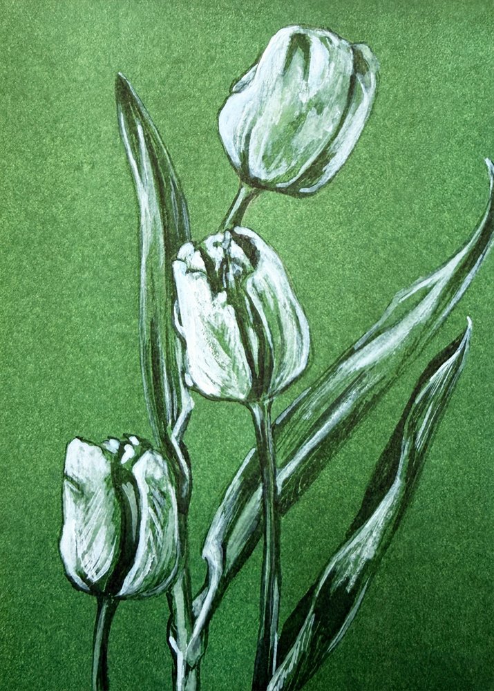 Tulipas brancas frescas de Renee Machan Cottagecore Artist