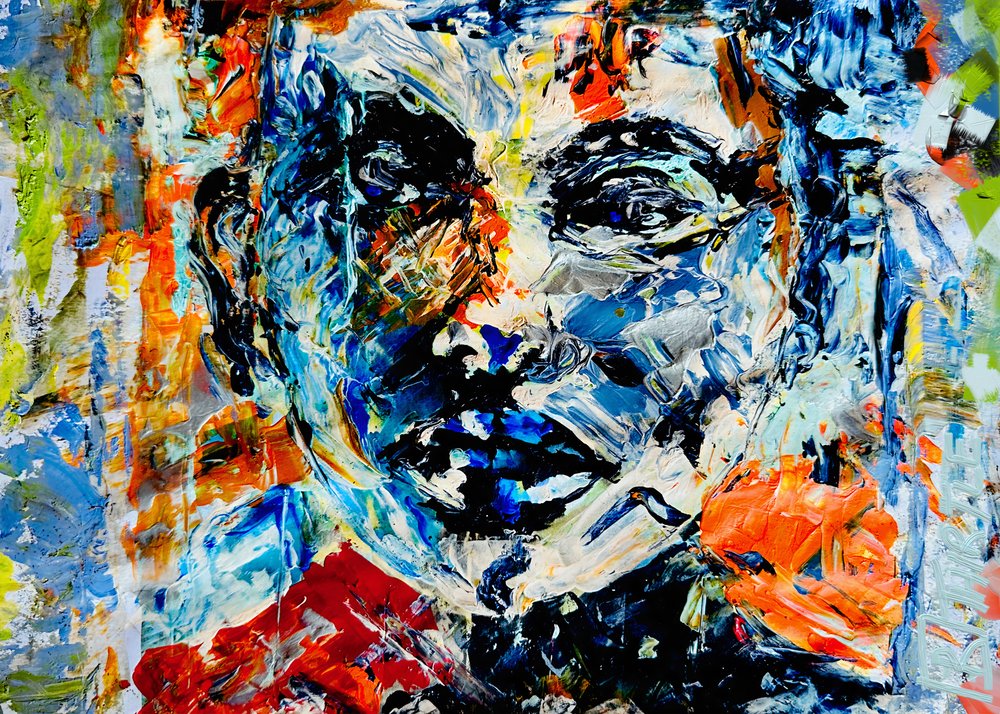 Retrato abstrato vibrante de Robert Thirtle
