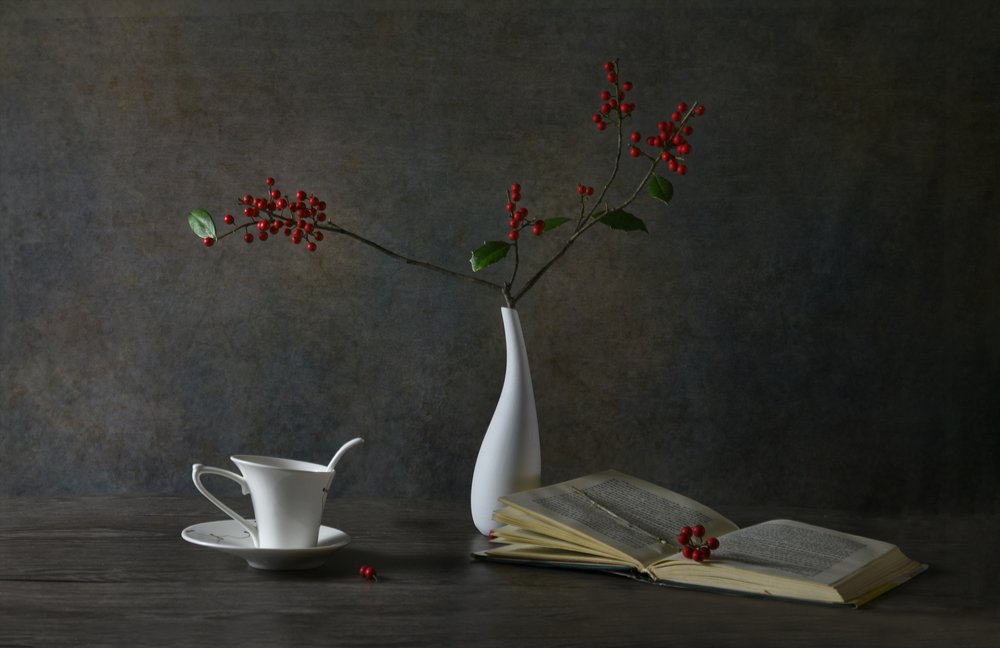 Natureza morta de leitura aconchegante de Rong Wei