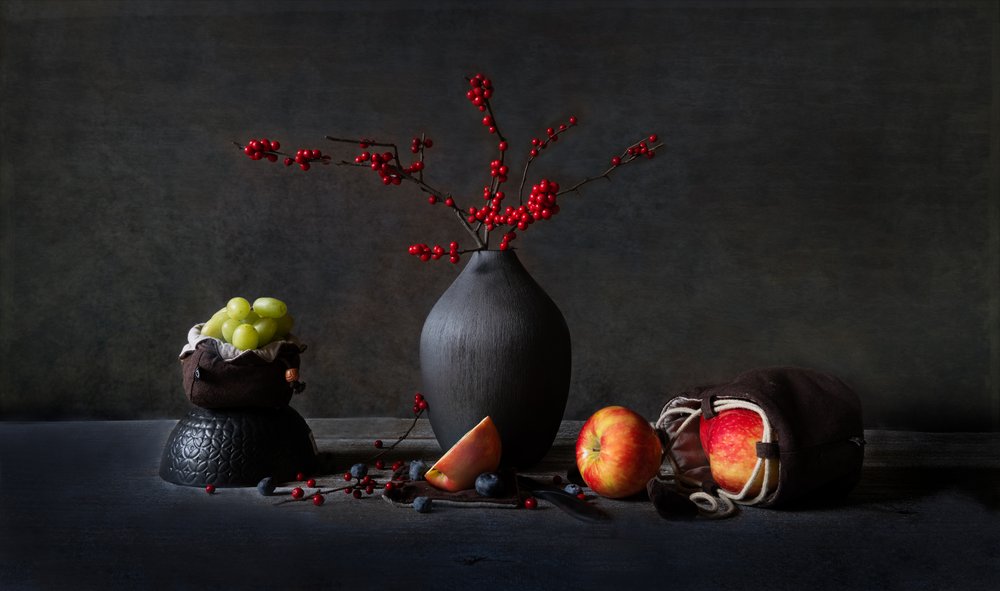 Natureza morta com frutas melancólicas de Rong Wei