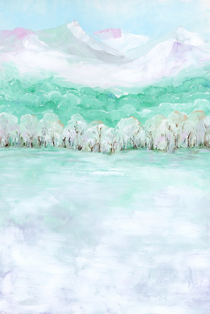 Paisagem montanhosa em tons pastel de Rosana Laiz Blursbyai