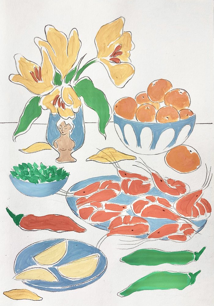 Flores frescas e banquete de Rushati Chowdhury