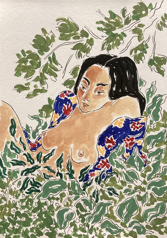 Mulher entre a folhagem de Rushati Chowdhury
