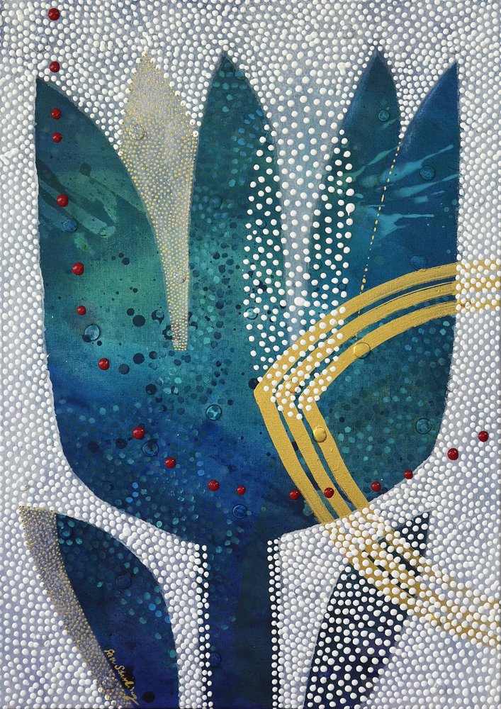 Flor abstrata em azul-petróleo de SAN STARLING