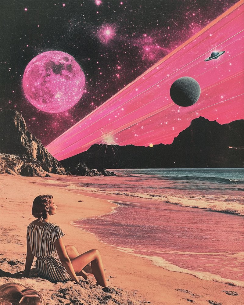 Praia Cósmica Rosa de Samantha Hearn