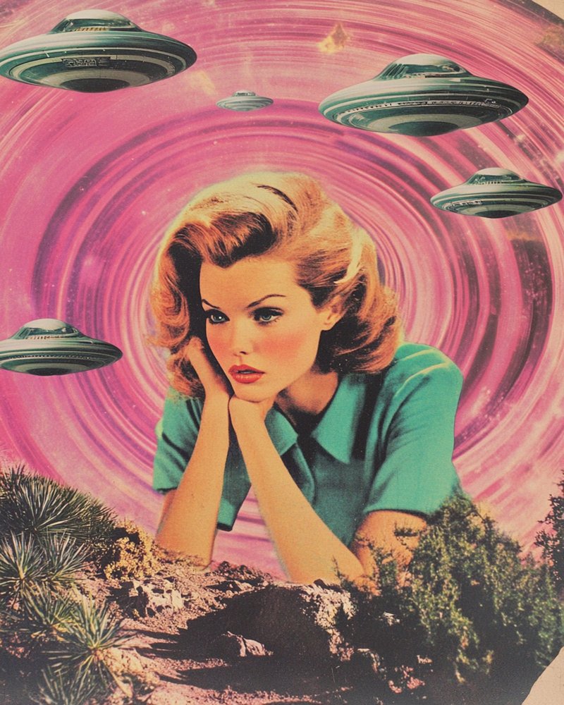 Mulher de ficção científica retro de Samantha Hearn
