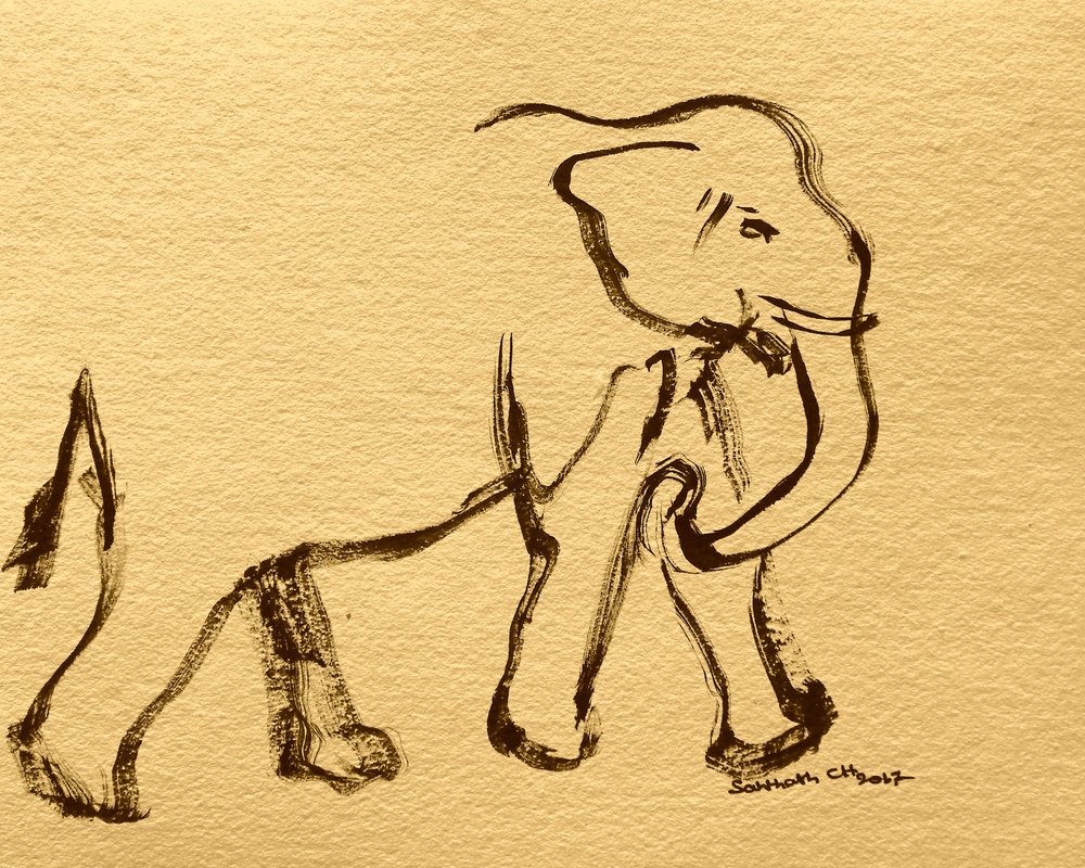 Expressivo elefante a tinta de Santhosh ch