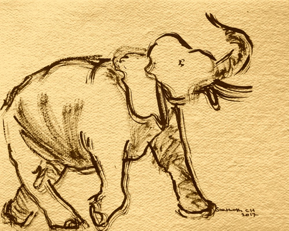 Esboço expressivo de elefante de Santhosh ch