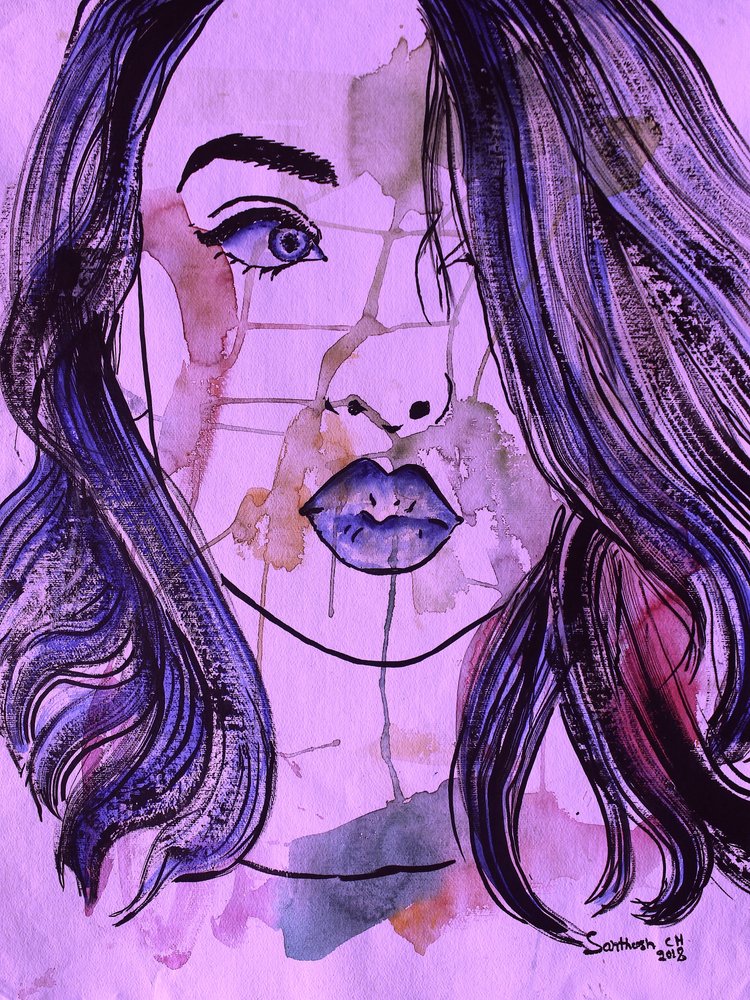 Retrato Roxo Expressivo de Santhosh ch