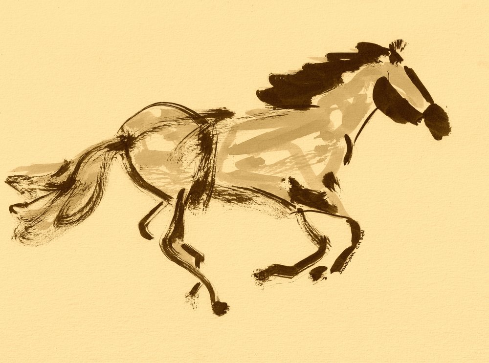 Cavalo sépia a galope de Santhosh ch
