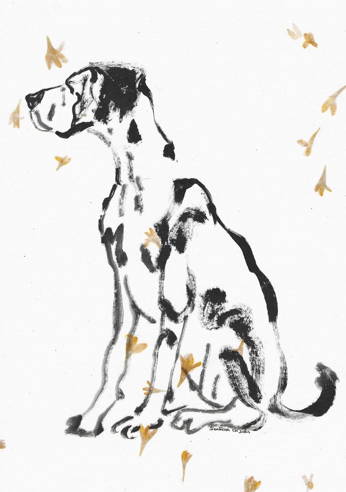 Dogue alemão gentil e flores de Santhosh ch