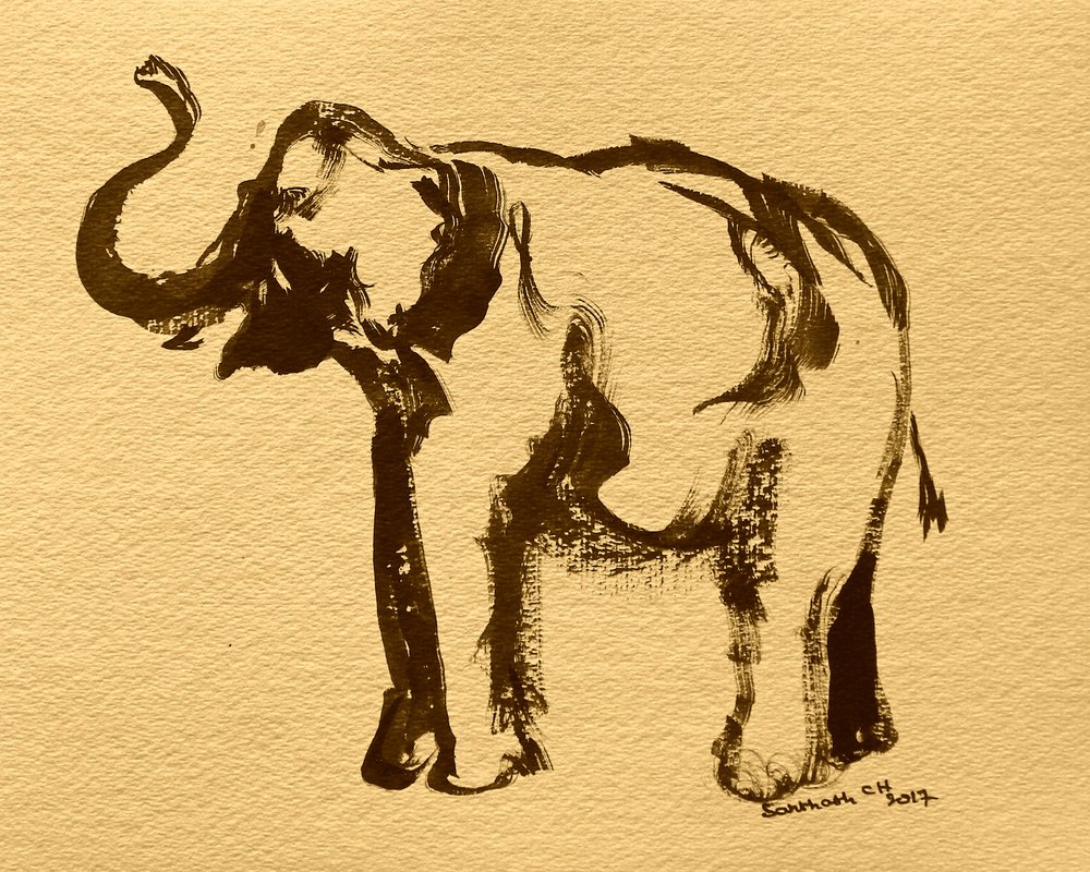 Esboço de elefante majestoso de Santhosh ch