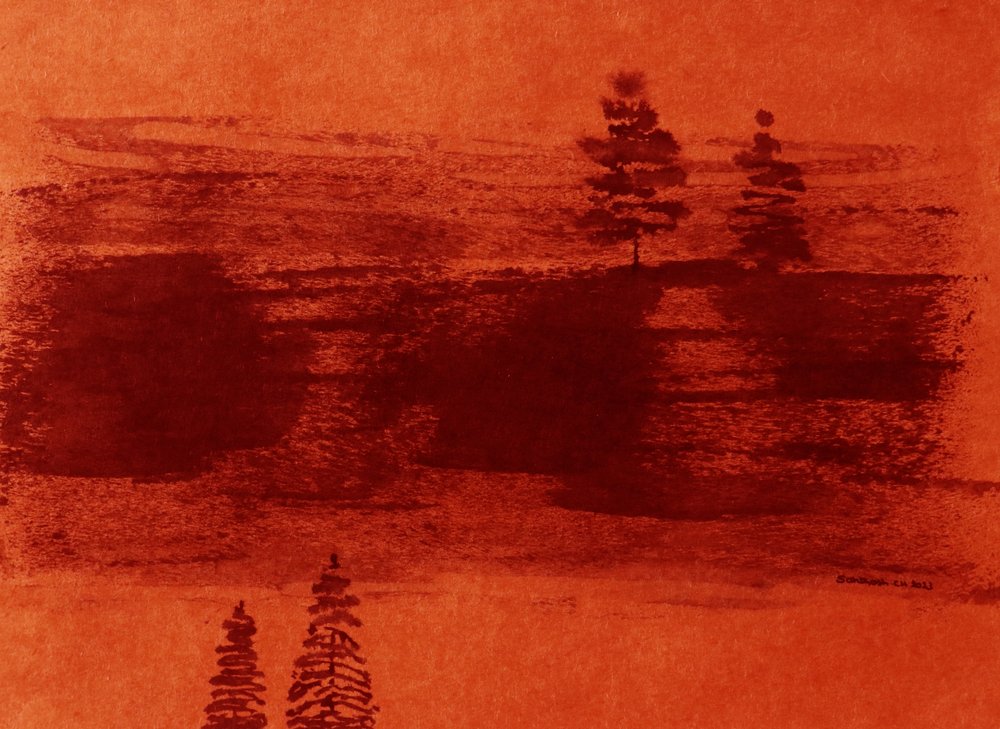 Lago laranja ao crepúsculo de Santhosh ch
