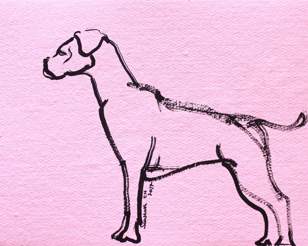 Arte linear de boxer cor-de-rosa de Santhosh ch
