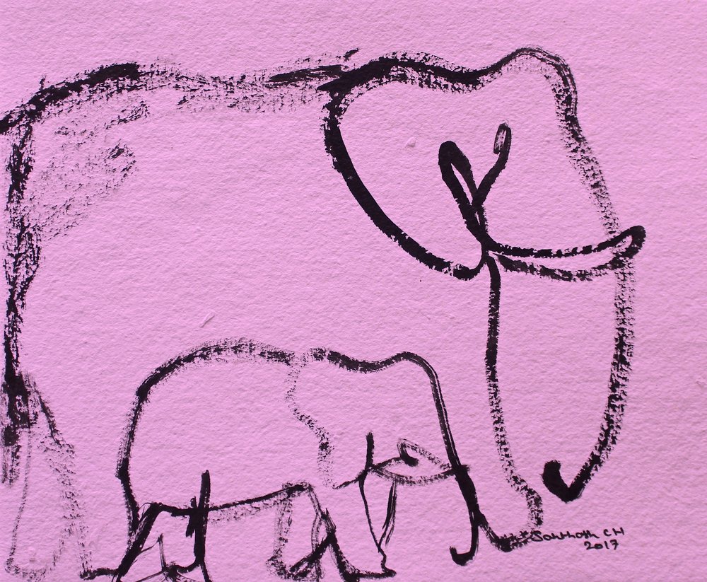 Família de elefantes cor-de-rosa de Santhosh ch