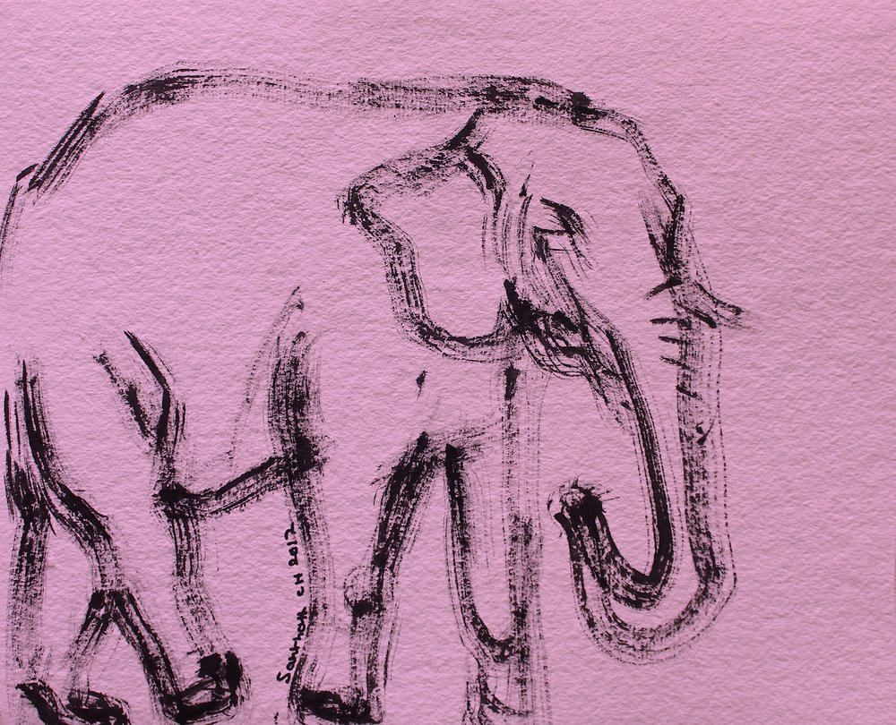 Esboço de elefante cor-de-rosa de Santhosh ch