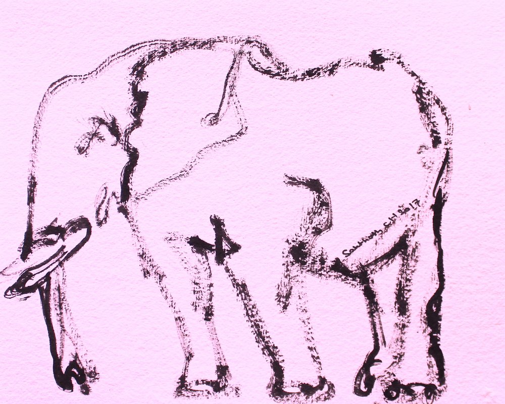 Esboço de um elefante cor-de-rosa de Santhosh ch