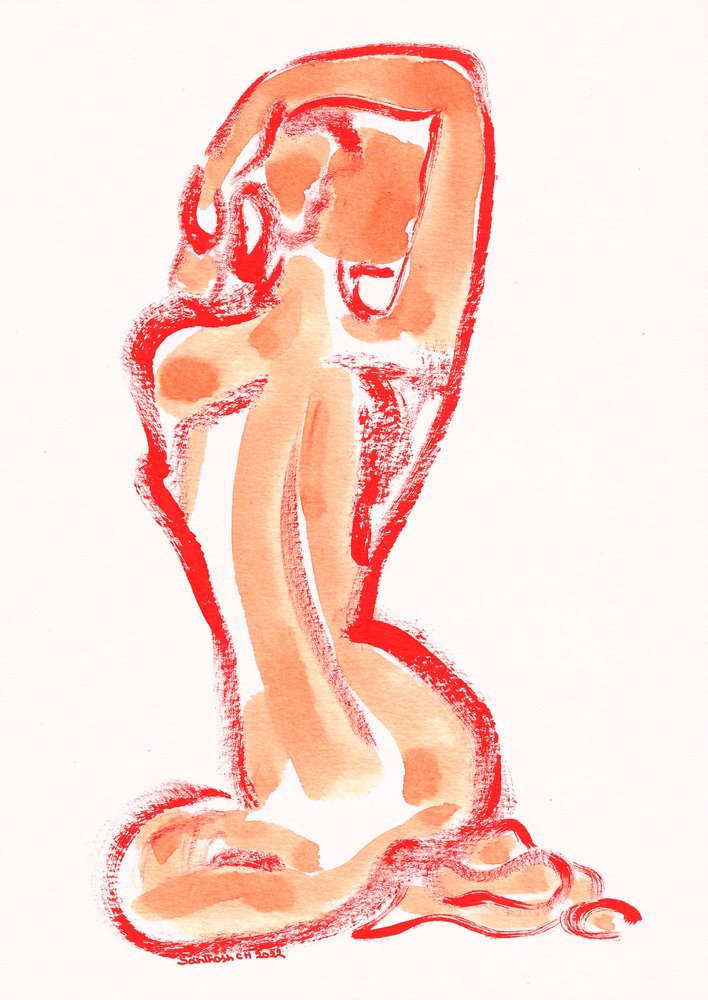 Estudo de uma figura sensual em vermelho de Santhosh ch