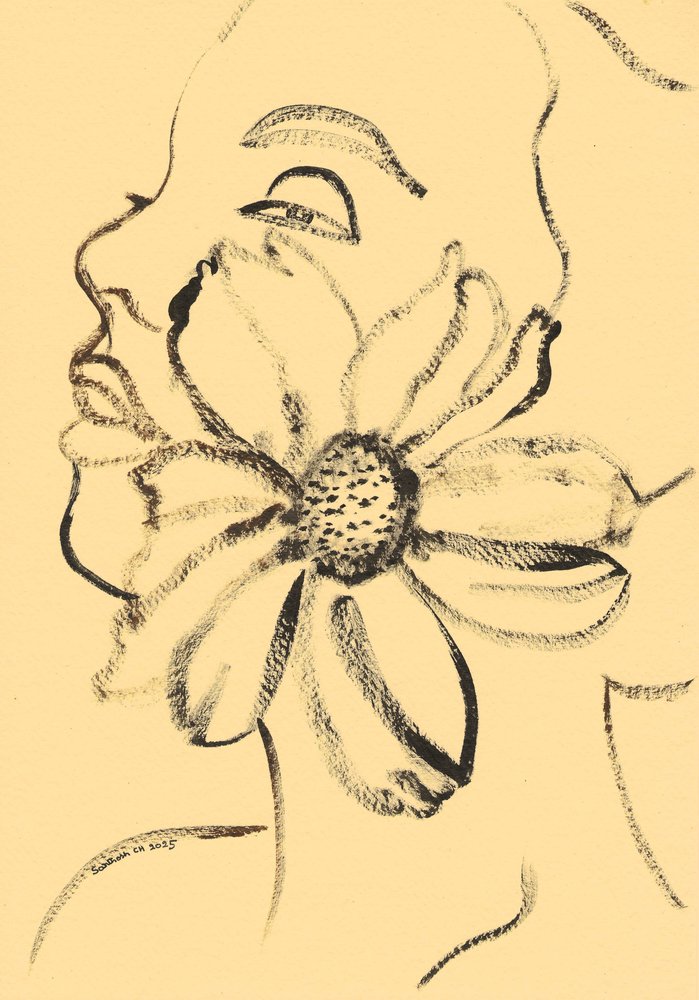 Rosto floral sereno de Santhosh ch