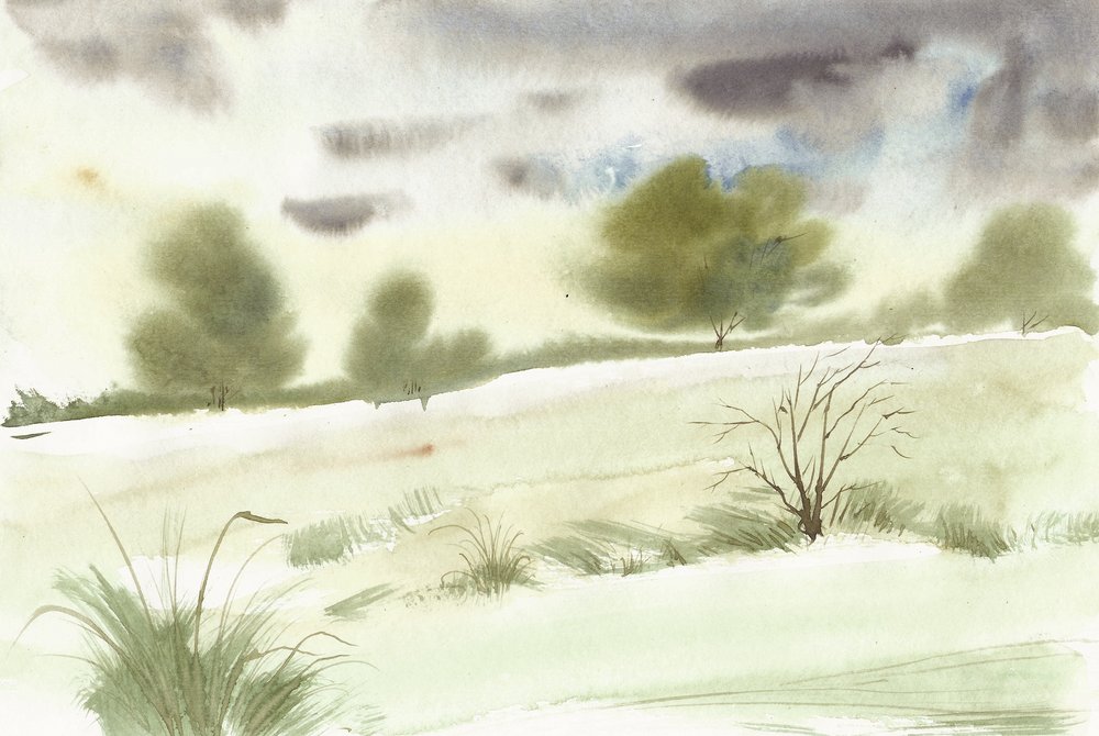 Paisagem serena em aguarela de Santhosh ch
