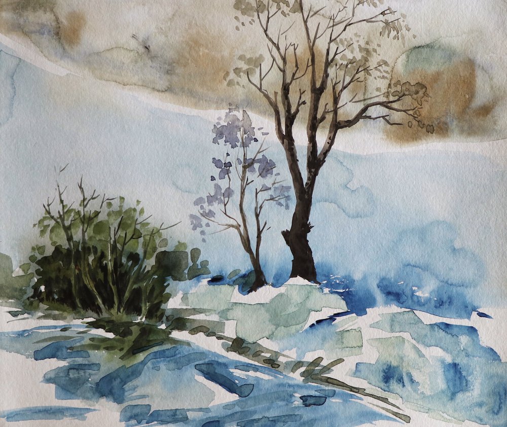 Serenidade do rio no inverno de Santhosh ch