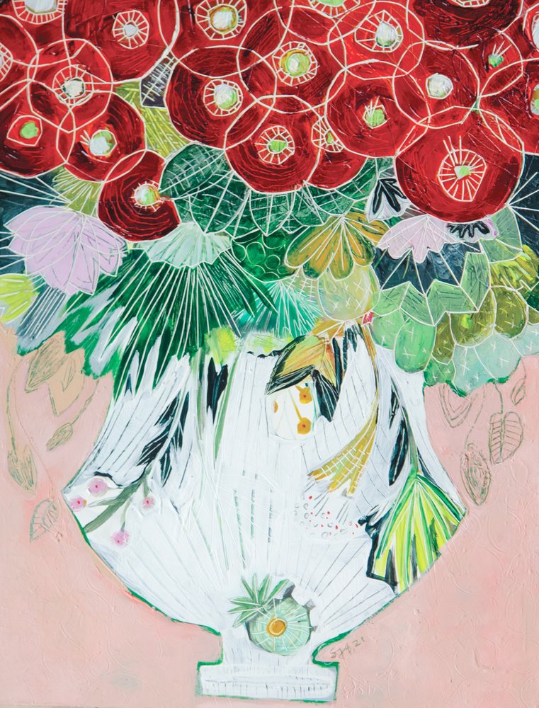 Vaso com motivos florais vibrantes de Sarah Fitzgerald