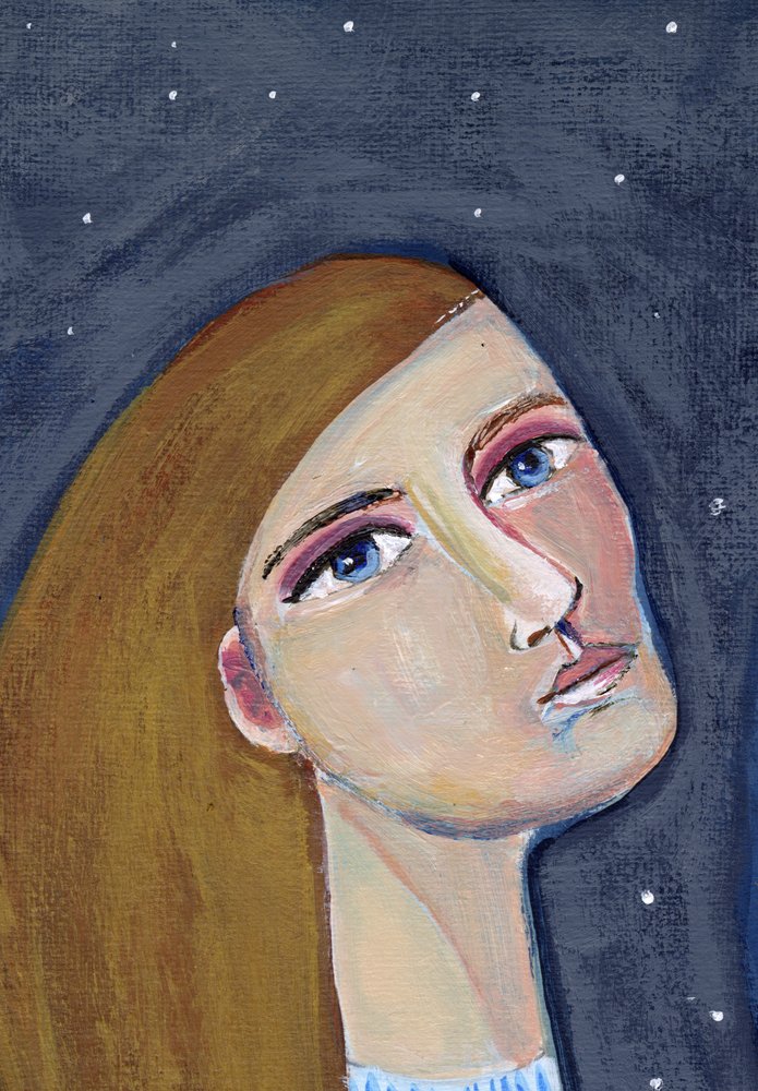 Mulher a observar as estrelas de Sharyn Bursic