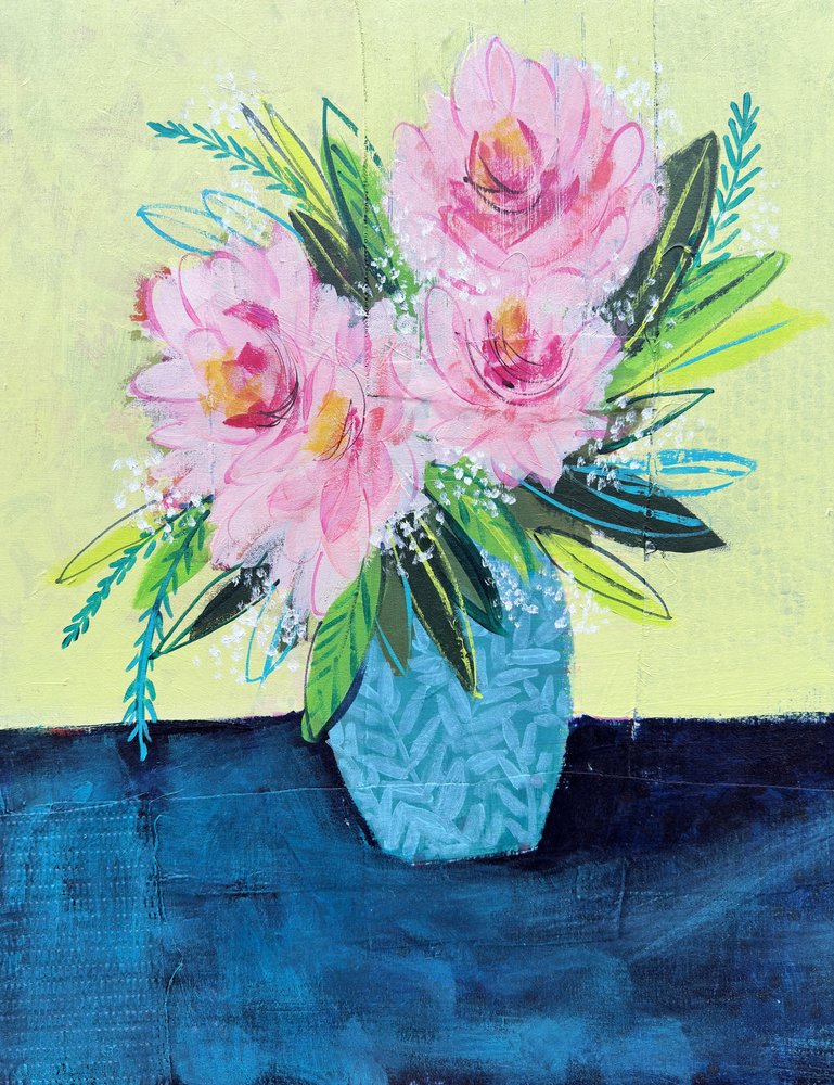 Ramo floral cor-de-rosa abstrato de Shelley Hampe
