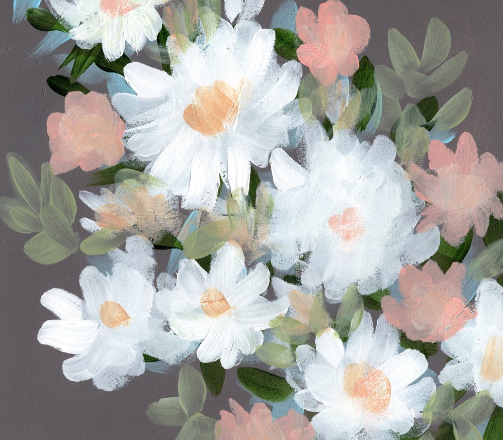 Suaves flores rosas e brancas de Shelley Hampe