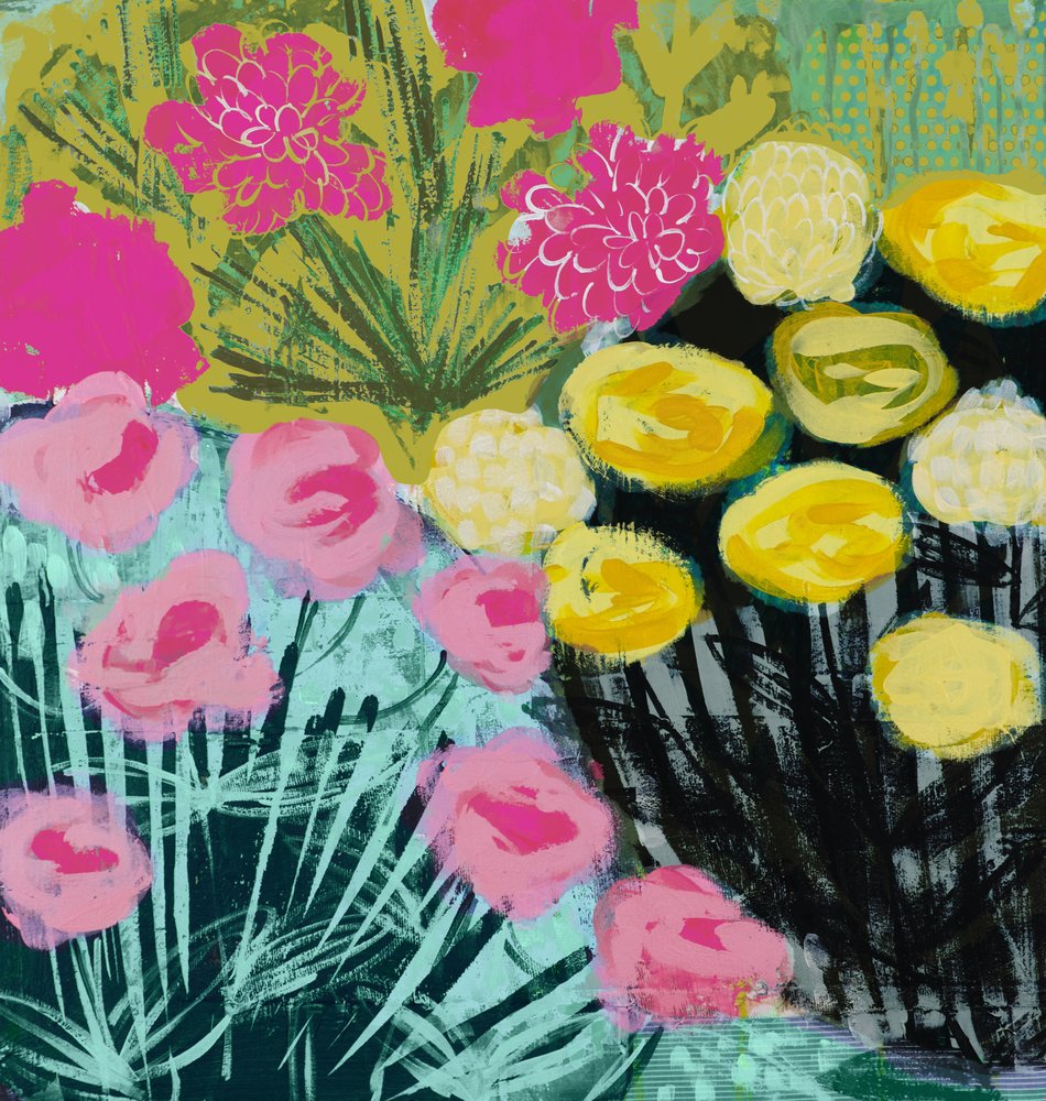 Abstrato floral vibrante de Shelley Hampe