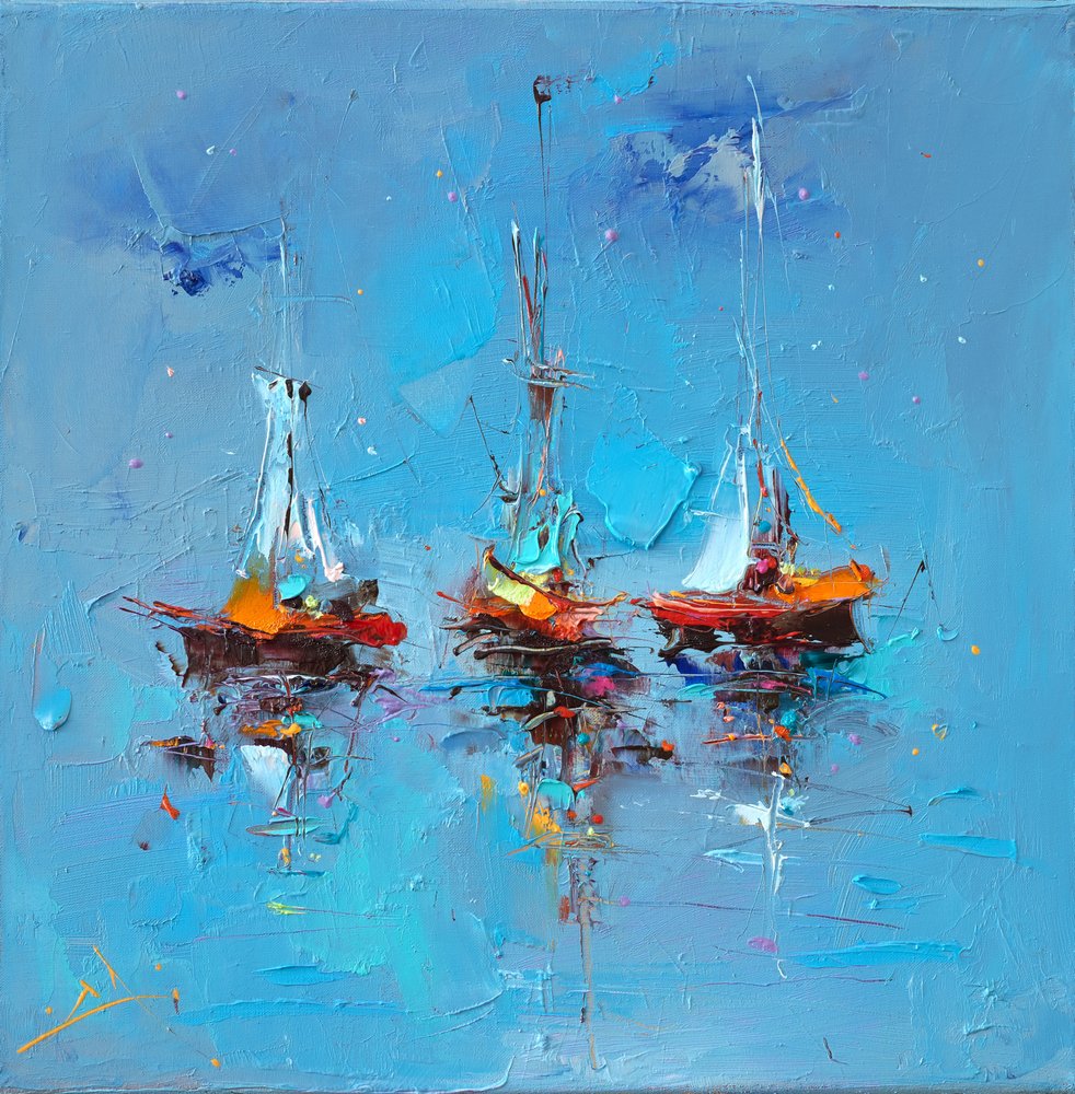 Reflexo de barcos coloridos de Stanislav Lazarov