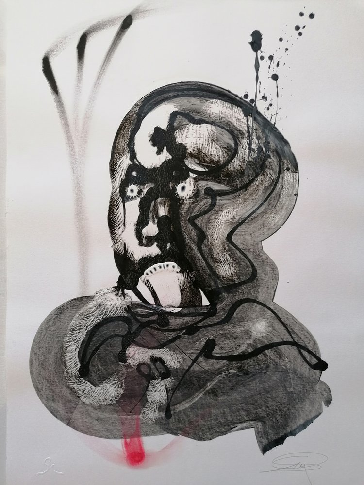 Rosto abstrato atormentado de Stefano Mazzolini