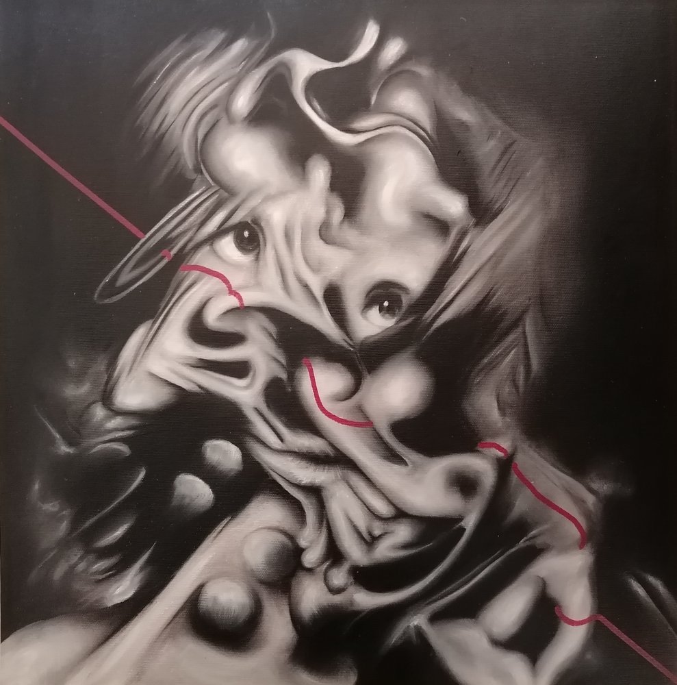 Retrato abstrato inquietante de Stefano Mazzolini
