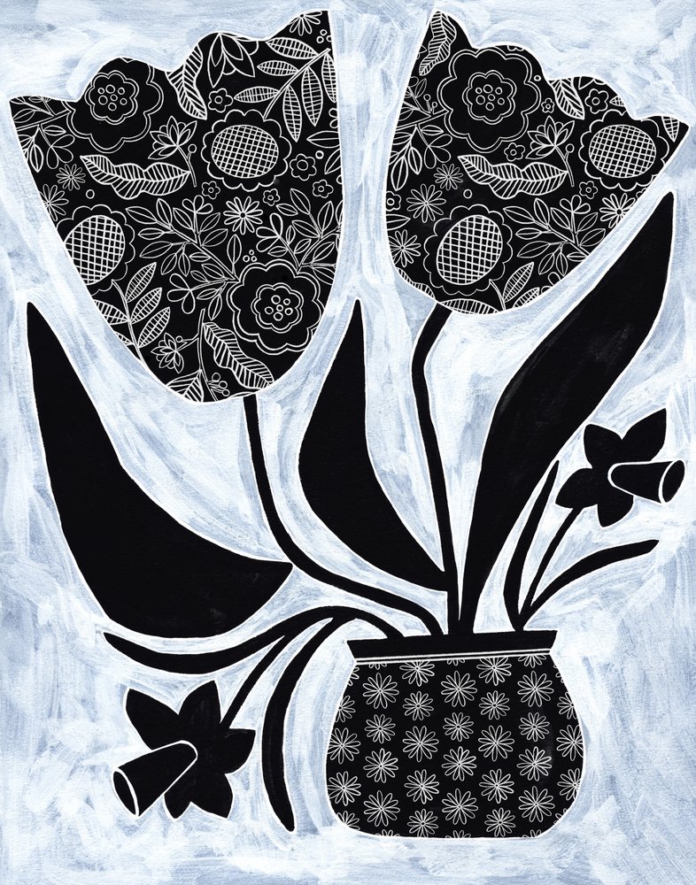 Flores folclóricas com padrões de Susan Black