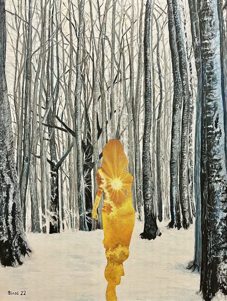 Mulher Dourada na Floresta de Inverno de Tom Blood