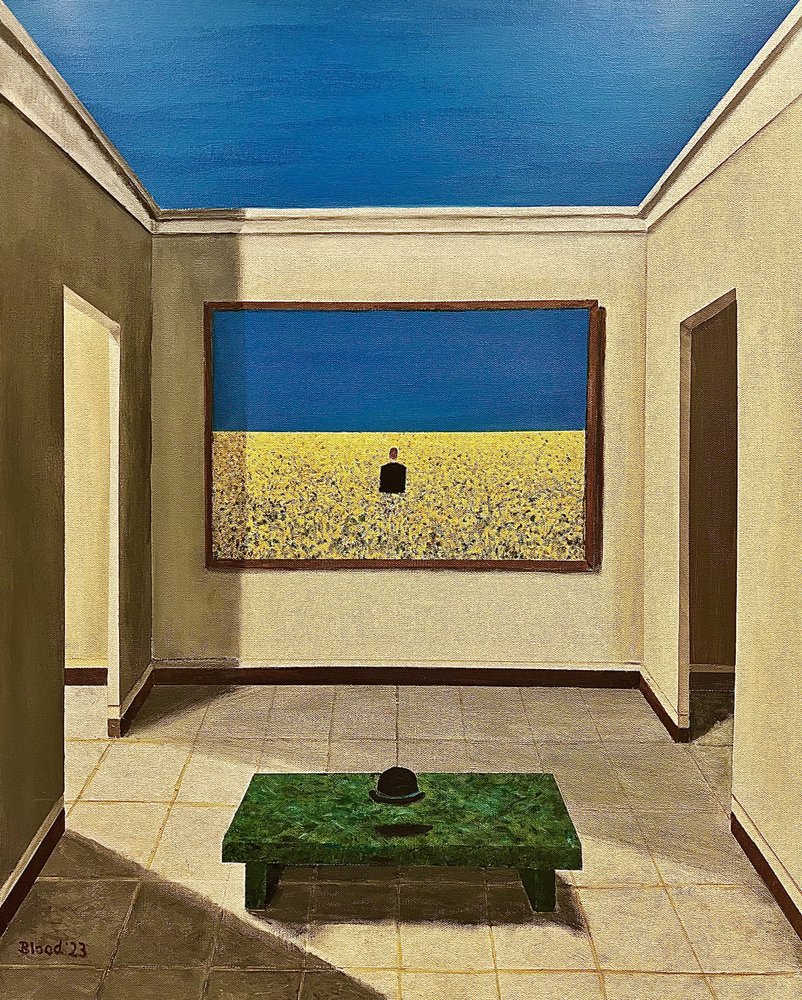Quarto surreal com quadro de Tom Blood