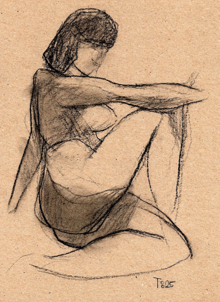 Esboço de uma figura contemplativa de Tore Bahnson
