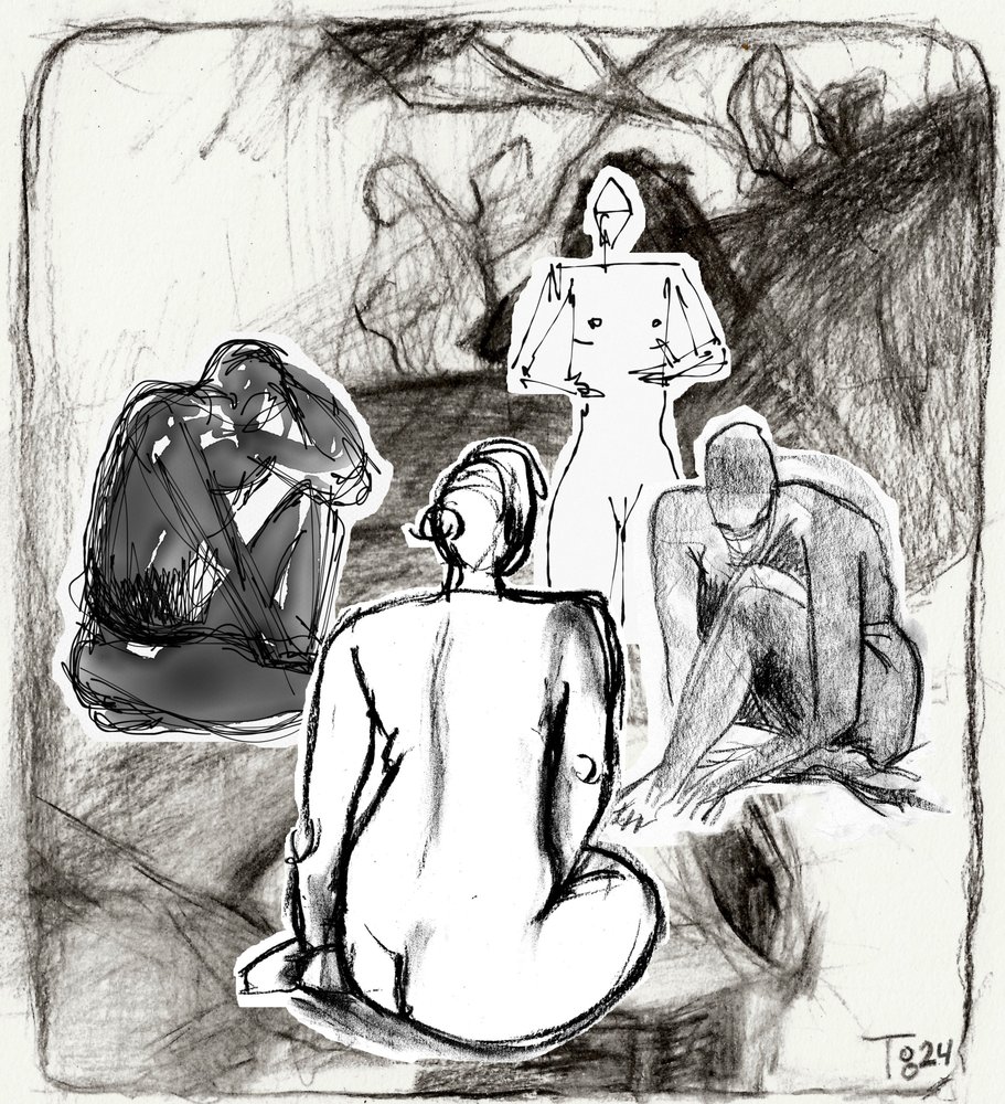 Esboço de figuras contemplativas de Tore Bahnson