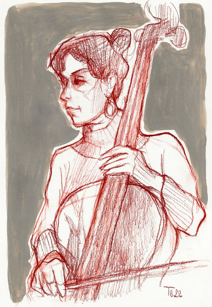 Violoncelista concentrado de Tore Bahnson
