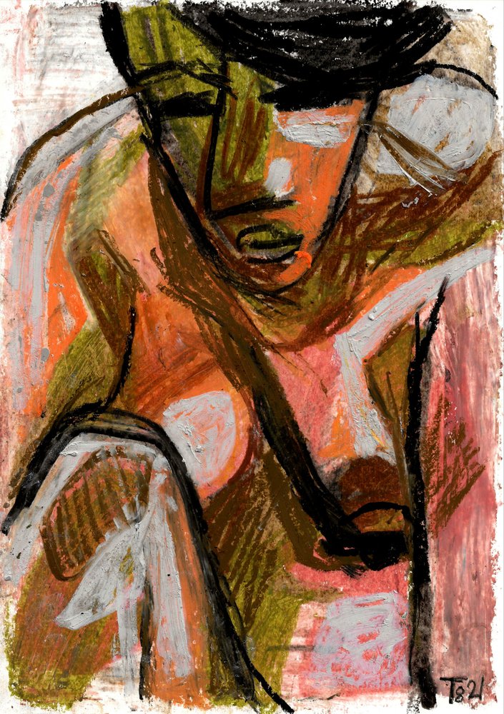 Figura abstrata pensativa de Tore Bahnson